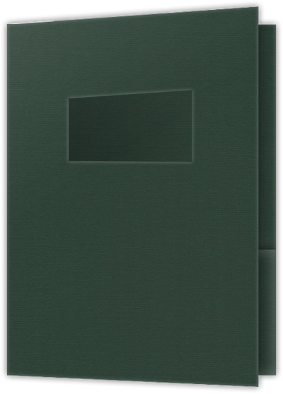Forest Green Hopsack 90lb 9 x 12 Two Pocket Folders with 4 Inch Pockets and 2 x 4 Window