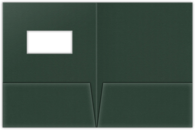 Forest Green Hopsack 90lb 9 x 12 Two Pocket Folders with 4 Inch Pockets and 2 x 4 Window