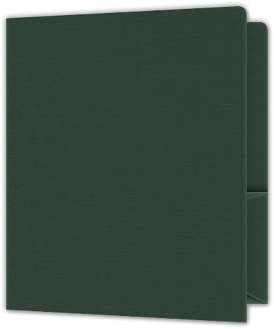 Forest Green Hopsack 90lb 9 x 12 Two Pocket Round Corner Folders with 4 1/4 Inch Pocket