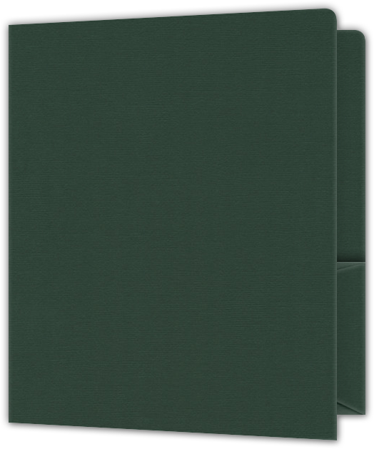 Forest Green Hopsack 90lb 9 x 12 Two Pocket Round Corner Folders with 4 1/4 Inch Pocket