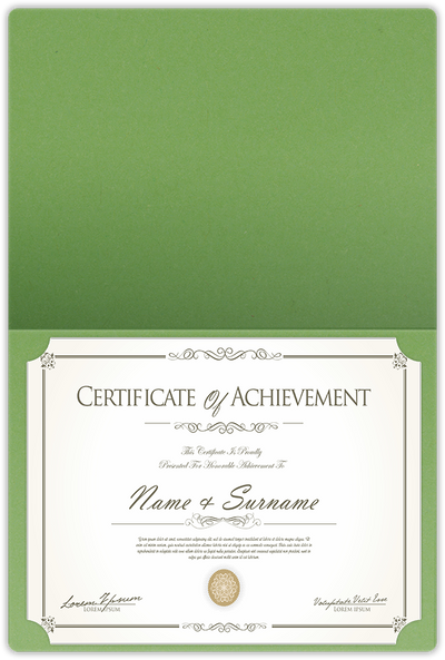 Gumdrop Green Vellum 100lb 9 1/2 x 12 Landscape or Portrait Certificate Holders with Rounded Corner Slits