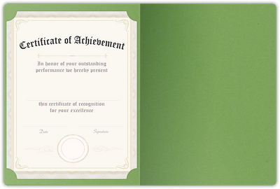Gumdrop Green Vellum 100lb 9 1/2 x 12 Landscape or Portrait Certificate Holders with Rounded Corner Slits