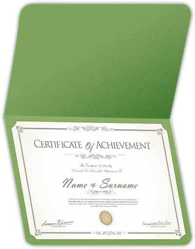 Gumdrop Green Vellum 100lb 9 1/2 x 12 Landscape or Portrait Certificate Holders with Rounded Corner Slits