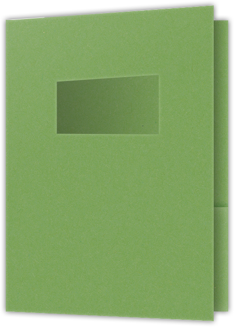 Gumdrop Green Vellum 100lb 9 x 12 Two Pocket Folders with 4 Inch Pockets and 2 x 4 Window
