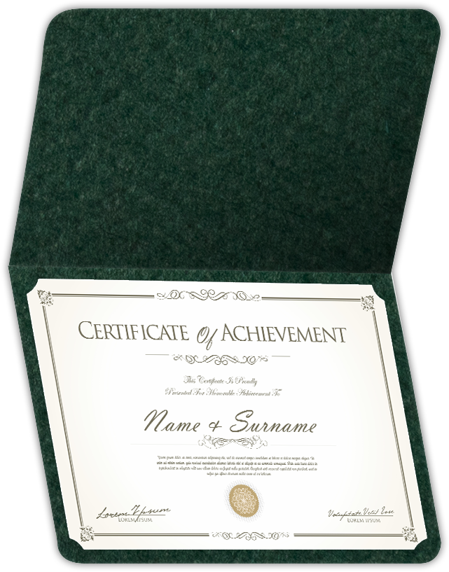 Hunter Green Felt 80lb 9 1/2 x 12 Landscape or Portrait Certificate Holders with Rounded Corner Slits
