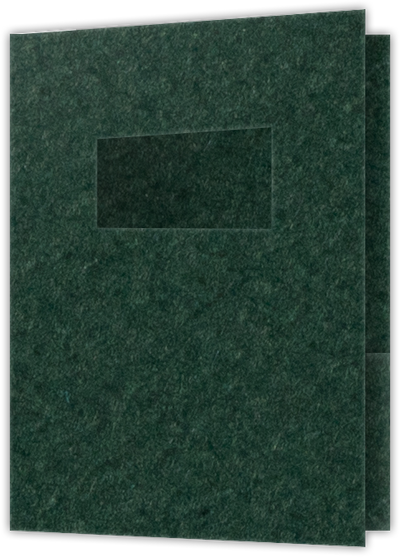 Hunter Green Felt 80lb 9 x 12 Two Pocket Folders with 4 Inch Pockets and 2 x 4 Window