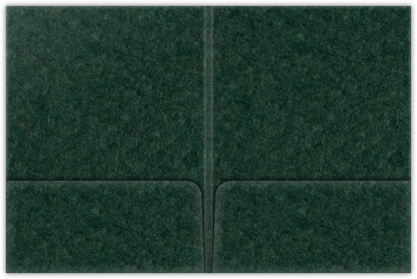 Hunter Green Felt 80lb 9 x 12 Two Pocket Folders with 4 Inch Round Corner Pockets and 1/4 Inch Expansion with Double Score Spine
