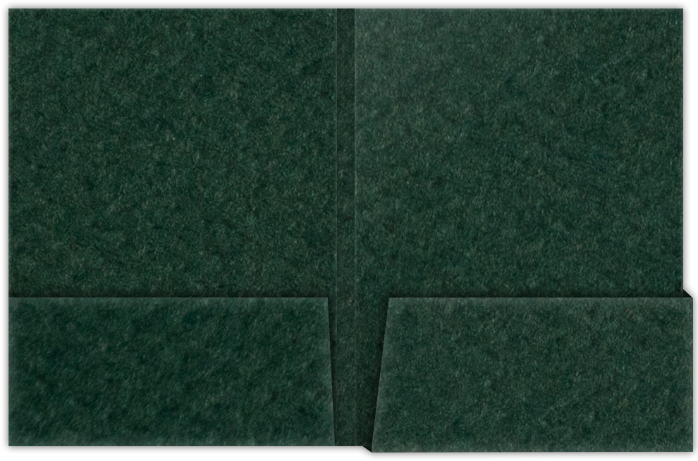 Hunter Green Felt 80lb 9 x 12 Two Pocket Folders with 4 1/4 Inch Deep Box Pockets and 1/4 Inch Expansion with Double Score Spine