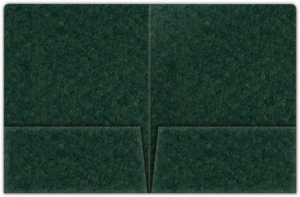 Hunter Green Felt 80lb 9 x 12 Two Pocket Round Corner Folders with 4 1/4 Inch Pocket