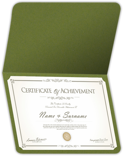 Jellybean Green Vellum 100lb 9 1/2 x 12 Landscape or Portrait Certificate Holders with Rounded Corner Slits