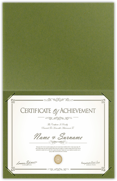 Jellybean Green Vellum 100lb 9 1/2 x 12 Landscape or Portrait Certificate Holders with Square Corner Slits (Holds 8 1/2 x 11 Certificate)