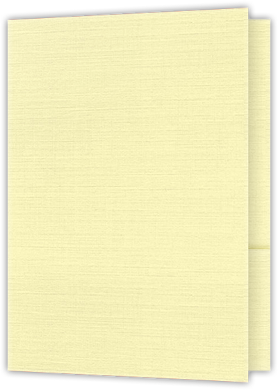 Ivory Linen 80lb 9 x 12 Two Pocket Folders with 4 Inch Round Corner Pockets and 1/4 Inch Expansion with Double Score Spine
