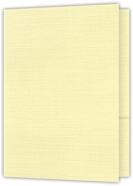 Ivory Linen 80lb 9 x 12 Two Pocket Folders with 4 Inch Round Corner Pockets and 1/4 Inch Expansion with Double Score Spine