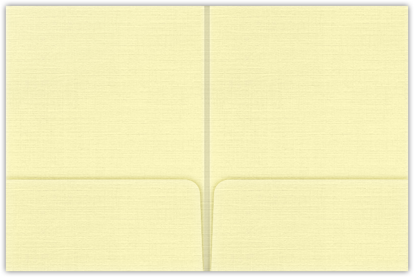 Ivory Linen 80lb 9 x 12 Two Pocket Folders with 4 Inch Round Corner Pockets and 1/4 Inch Expansion with Double Score Spine