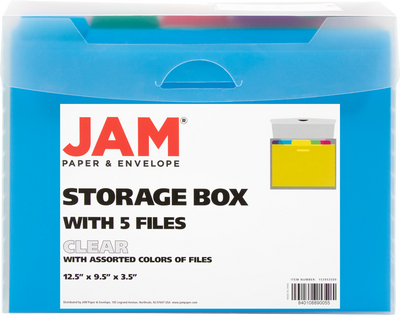 Clear Storage Box with 5 Assorted Files