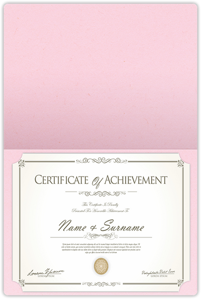 Pink Lemonade Vellum 100lb 9 1/2 x 12 Landscape or Portrait Certificate Holders with Rounded Corner Slits