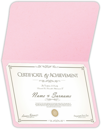 Pink Lemonade Vellum 100lb 9 1/2 x 12 Landscape or Portrait Certificate Holders with Rounded Corner Slits