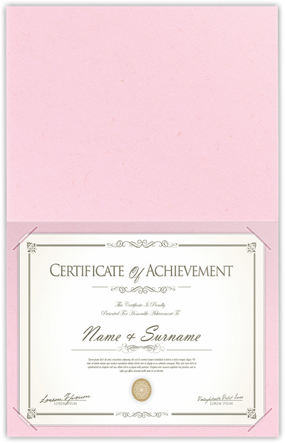 Pink Lemonade Vellum 100lb 9 1/2 x 12 Landscape or Portrait Certificate Holders with Square Corner Slits (Holds 8 1/2 x 11 Certificate)