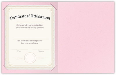 Pink Lemonade Vellum 100lb 9 1/2 x 12 Landscape or Portrait Certificate Holders with Square Corner Slits (Holds 8 1/2 x 11 Certificate)