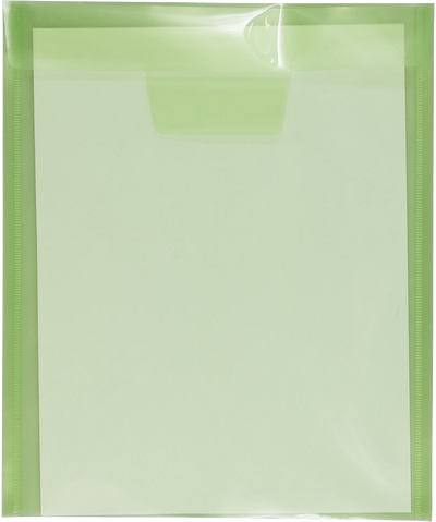 Lime Green 9 7/8 x 11 5/8 Open End Plastic Envelopes with Tuck Flap