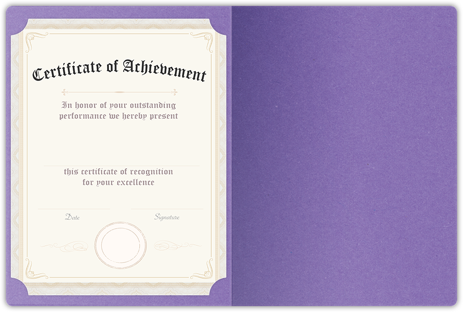 Grape Jelly Vellum 100lb 9 1/2 x 12 Landscape or Portrait Certificate Holders with Rounded Corner Slits