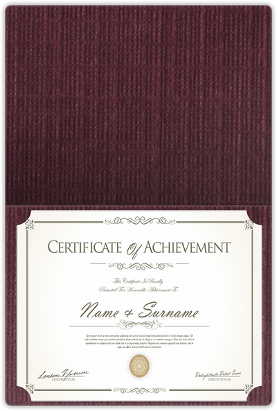 Burgundy Linen 100lb 9 1/2 x 12 Landscape or Portrait Certificate Holders with Rounded Corner Slits