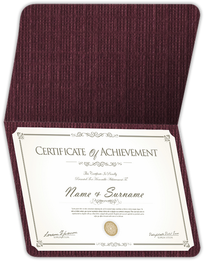 Burgundy Linen 100lb 9 1/2 x 12 Landscape or Portrait Certificate Holders with Rounded Corner Slits