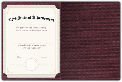 Burgundy Linen 100lb 9 1/2 x 12 Landscape or Portrait Certificate Holders with Rounded Corner Slits