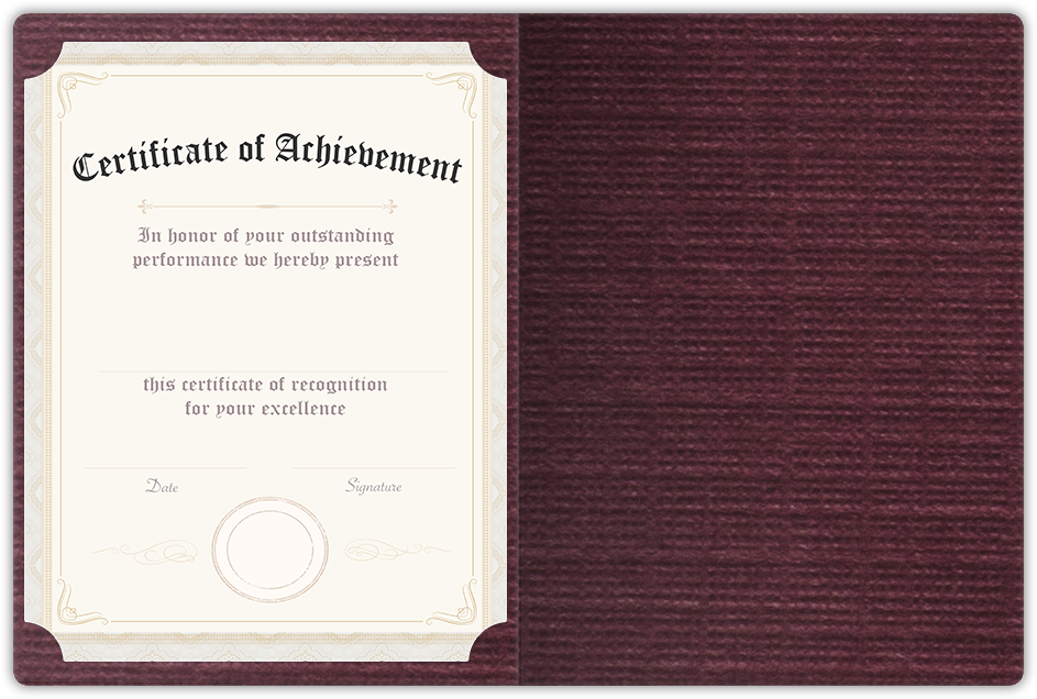 Burgundy Linen 100lb 9 1/2 x 12 Landscape or Portrait Certificate Holders with Rounded Corner Slits