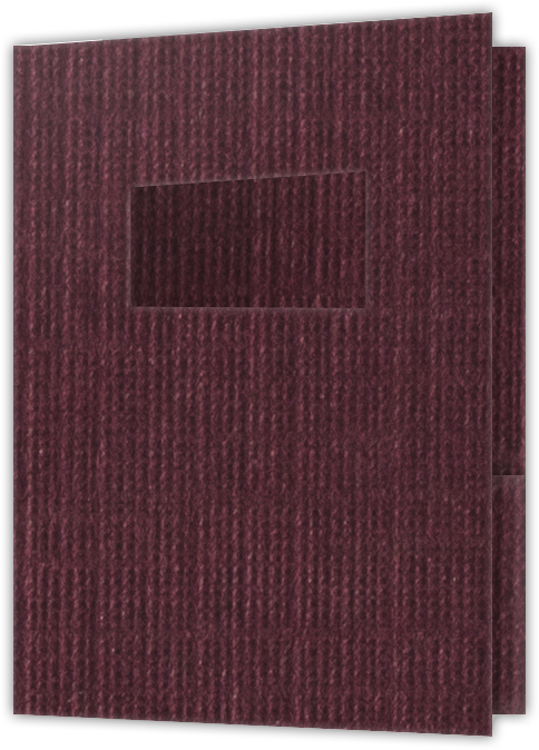 Burgundy Linen 100lb 9 x 12 Two Pocket Folders with 4 Inch Pockets and 2 x 4 Window