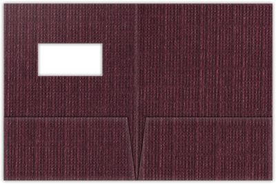 Burgundy Linen 100lb 9 x 12 Two Pocket Folders with 4 Inch Pockets and 2 x 4 Window