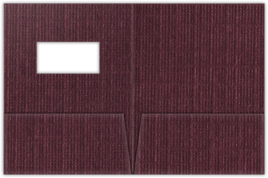 Burgundy Linen 100lb 9 x 12 Two Pocket Folders with 4 Inch Pockets and 2 x 4 Window