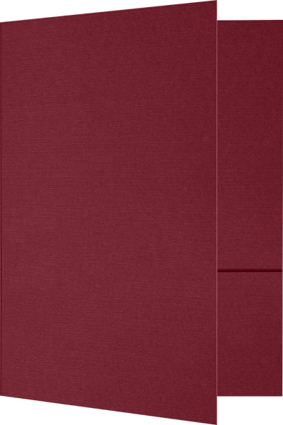 Burgundy Linen 100lb 6 x 9 Two Pocket Half Size Folders with 3 Inch Pockets