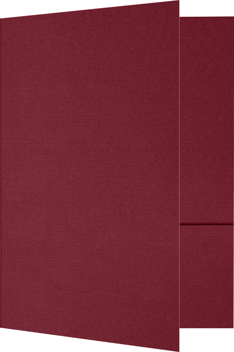 Burgundy Linen 100lb 6 x 9 Two Pocket Half Size Folders with 3 Inch Pockets