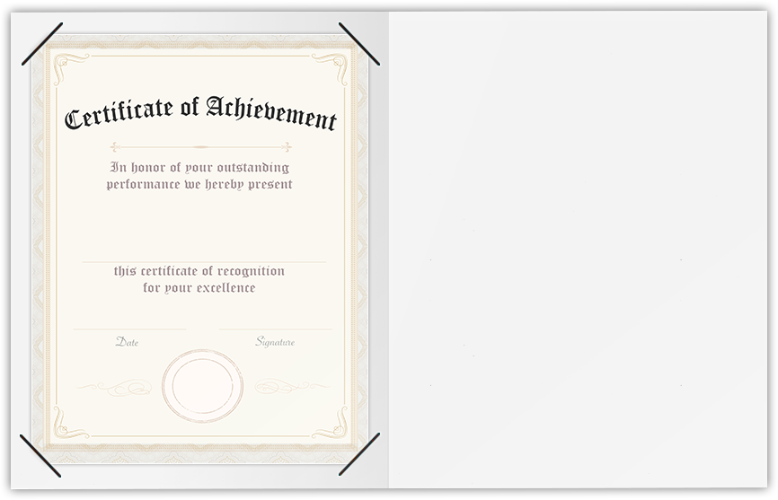 Burgundy Semi-Gloss 14pt C1S 9 1/2 x 12 Landscape or Portrait Certificate Holders with Square Corner Slits (Holds 8 1/2 x 11 Certificate)