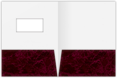 Burgundy Semi-Gloss 14pt C1S 9 x 12 Two Pocket Folders with 4 Inch Pockets and 2 x 4 Window