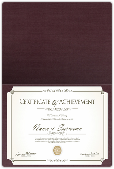 Merlot Linen 100lb 9 1/2 x 12 Landscape or Portrait Certificate Holders with Rounded Corner Slits