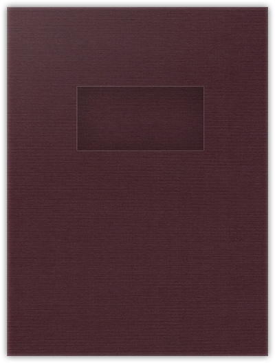 Merlot Linen 100lb 9 x 12 Two Pocket Folders with 4 Inch Pockets and 2 x 4 Window