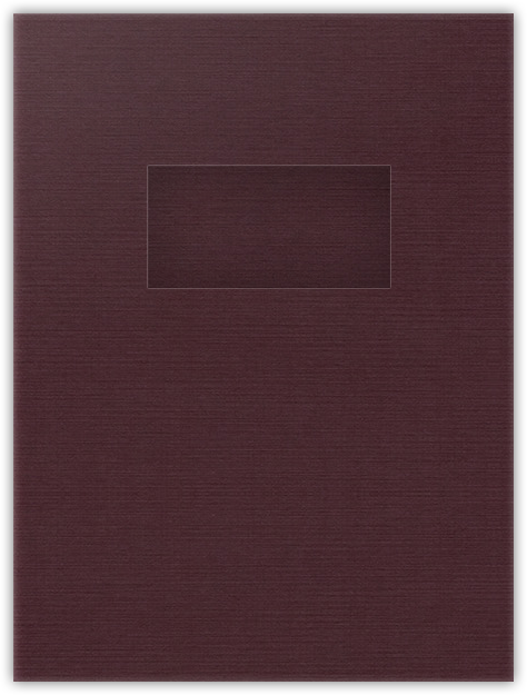 Merlot Linen 100lb 9 x 12 Two Pocket Folders with 4 Inch Pockets and 2 x 4 Window