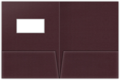 Merlot Linen 100lb 9 x 12 Two Pocket Folders with 4 Inch Pockets and 2 x 4 Window