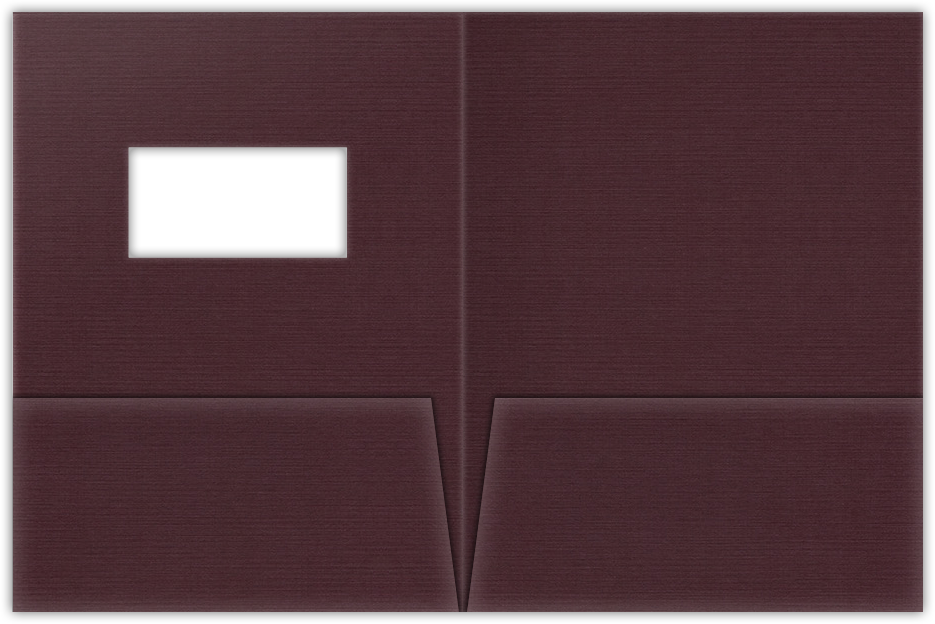 Merlot Linen 100lb 9 x 12 Two Pocket Folders with 4 Inch Pockets and 2 x 4 Window