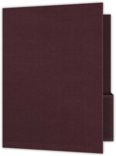 Merlot Linen 100lb 9 x 12 Two Pocket Folders with 4 1/4 Inch Deep Box Pockets and 1/4 Inch Expansion with Double Score Spine