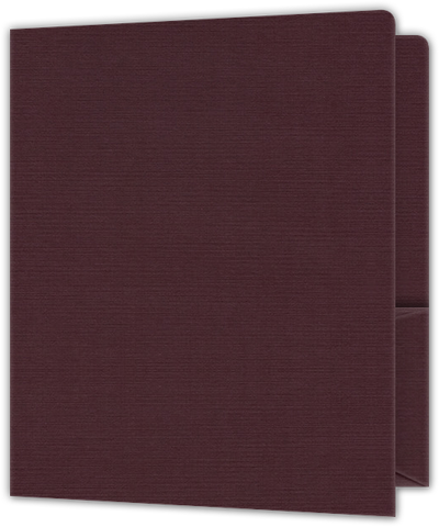 Merlot Linen 100lb 9 x 12 Two Pocket Round Corner Folders with 4 1/4 Inch Pocket