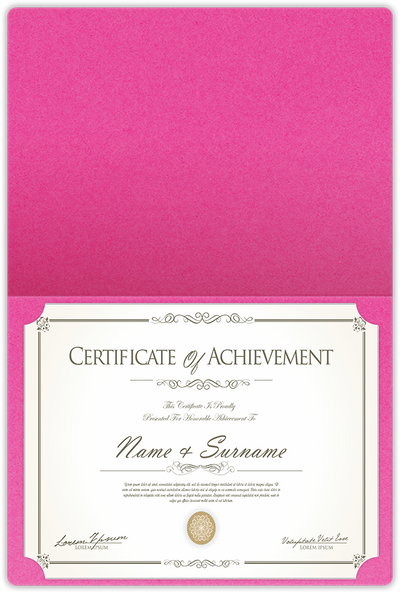 Razzle Berry Vellum 100lb 9 1/2 x 12 Landscape or Portrait Certificate Holders with Rounded Corner Slits