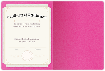 Razzle Berry Vellum 100lb 9 1/2 x 12 Landscape or Portrait Certificate Holders with Rounded Corner Slits