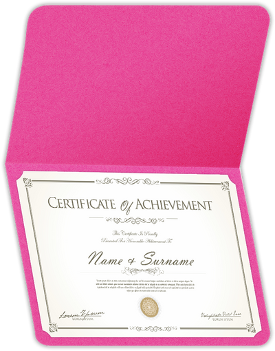 Razzle Berry Vellum 100lb 9 1/2 x 12 Landscape or Portrait Certificate Holders with Rounded Corner Slits