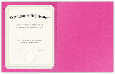 Razzle Berry Vellum 100lb 9 1/2 x 12 Landscape or Portrait Certificate Holders with Square Corner Slits (Holds 8 1/2 x 11 Certificate)