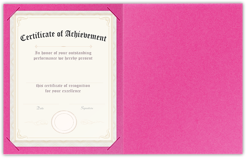 Razzle Berry Vellum 100lb 9 1/2 x 12 Landscape or Portrait Certificate Holders with Square Corner Slits (Holds 8 1/2 x 11 Certificate)