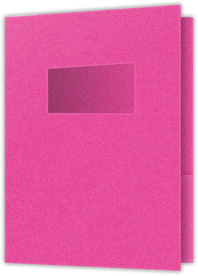 Razzle Berry Vellum 100lb 9 x 12 Two Pocket Folders with 4 Inch Pockets and 2 x 4 Window