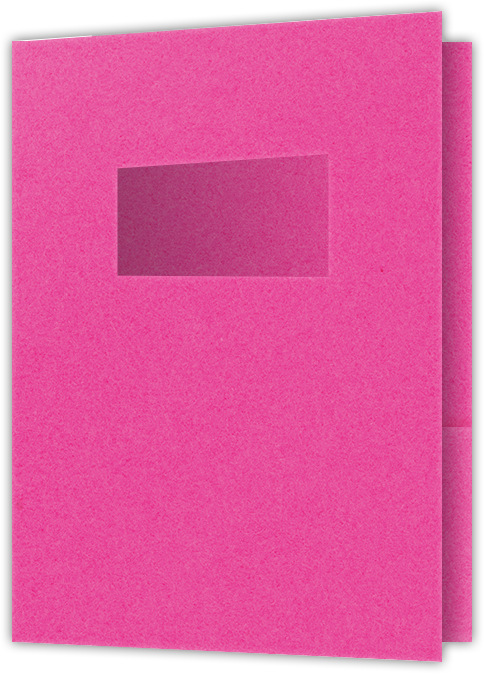 Razzle Berry Vellum 100lb 9 x 12 Two Pocket Folders with 4 Inch Pockets and 2 x 4 Window
